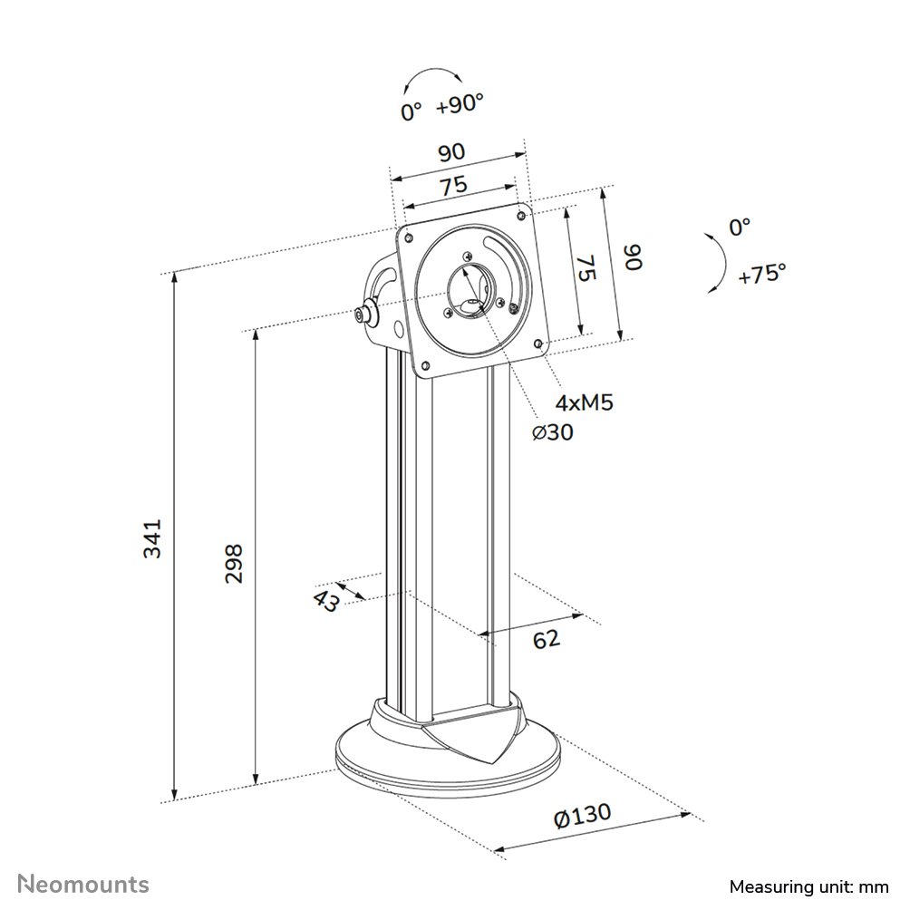 Neomounts DS15-632BL1 Tablet desk stand - max 3 kg | 6,6 lbs - lockable